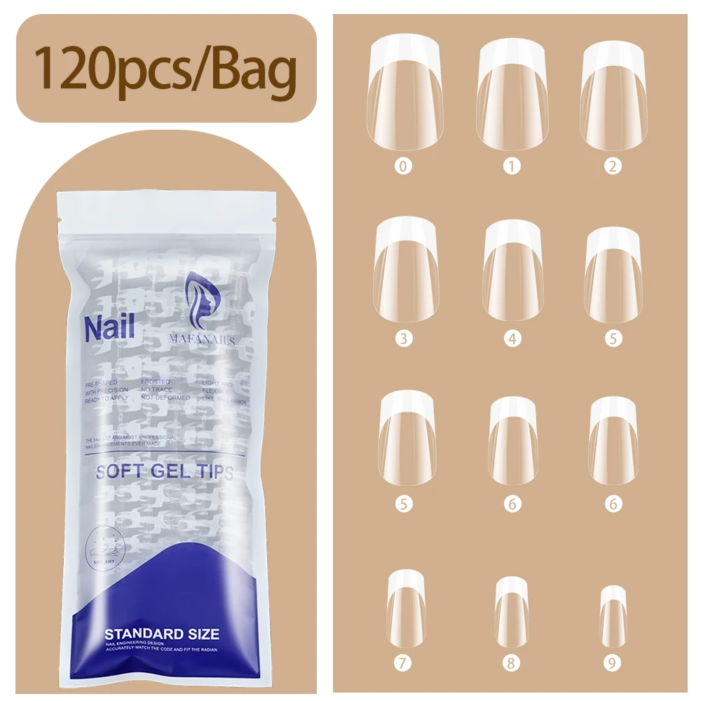 120 قطعة/الحقيبة نعش فرنسي شفاف اضغط على الأظافر قصيرة الباليه لينة هلام وهمية مسمار نصائح الاصطناعي غطاء كامل أطراف الأصابع كاذبة 12 حجم