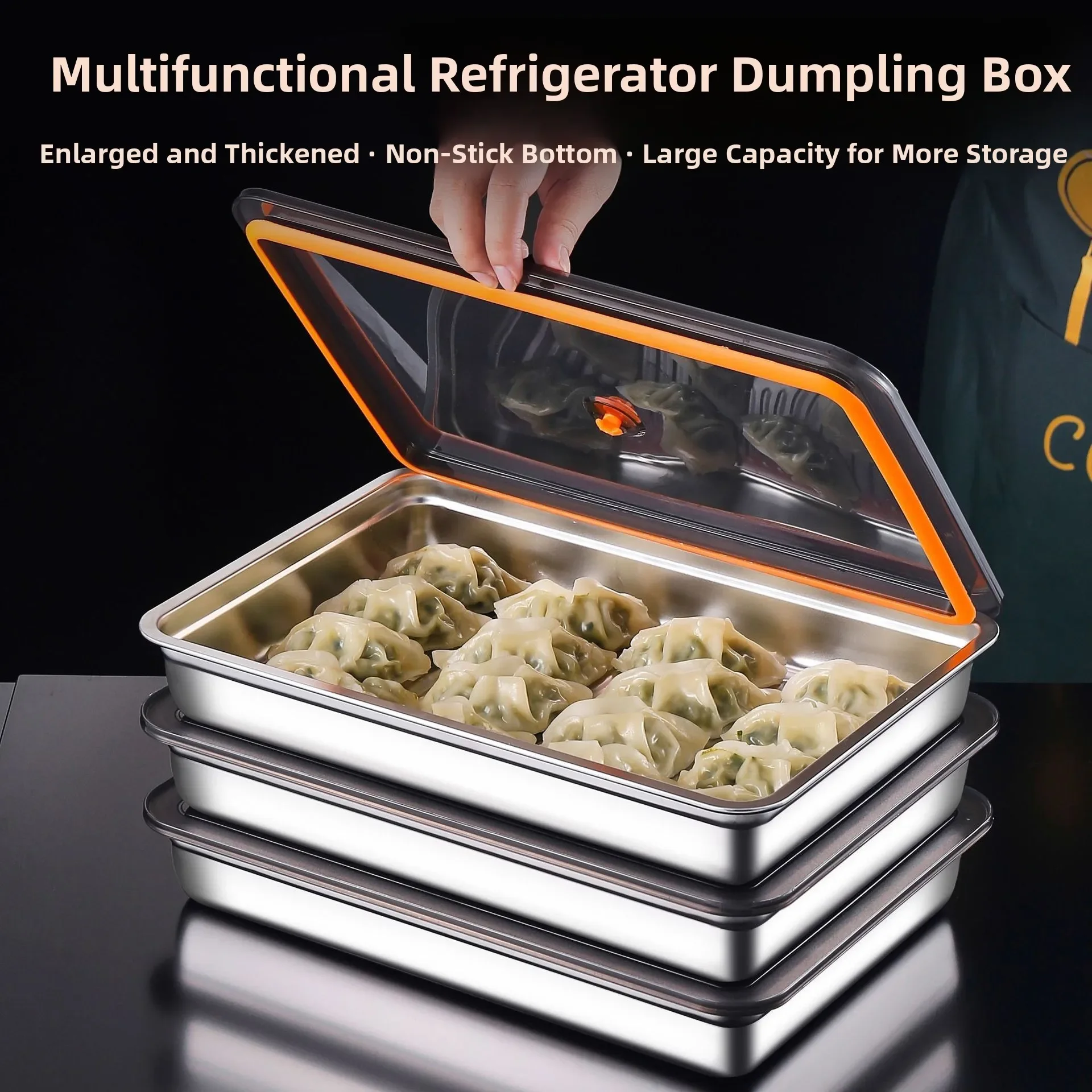 Thickened Stainless Steel Dumpling Freezer Box Sealed Preservation Refrigerator Special Storage Box for Baozi Modern Simple S...