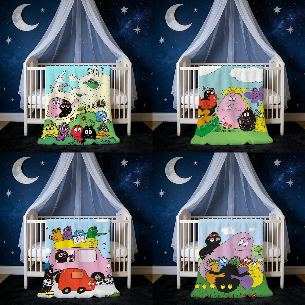 Cartoon B-Barbapapa Animation Blanket Blanket for Home Bedroom Bed Sofa Picnic Travel Office Cover Blanket Kids
