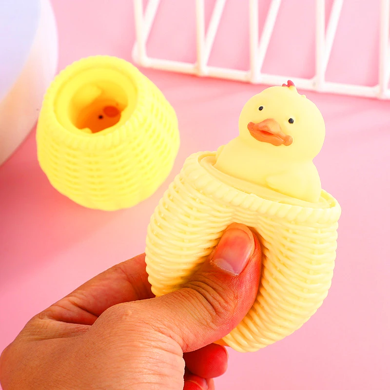 Chick Squishi Toy Squeeze Toys Fidget Decompression Cup Cage Stress Relieve Stress Toy Soft Animals Ball Adult Children Pop It