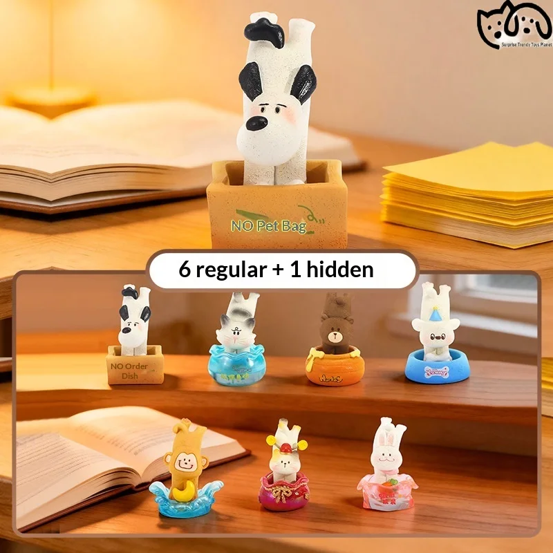 

TriangleWoo Creative Cute Bull Terrier Rotating Blind Box Resin Figurine Car Dashboard Desktop Decoration Adult Collectibles