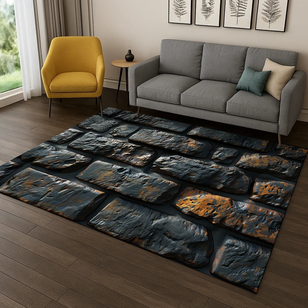 3D-Teppich für Ziegelstein, Gebäude, Wand, Originalität, für Wohnzimmer, Sofa, Zuhause, Schlafzimmer, Fußmatte, Dekor, Spielzimmer, rutschfester Teppich