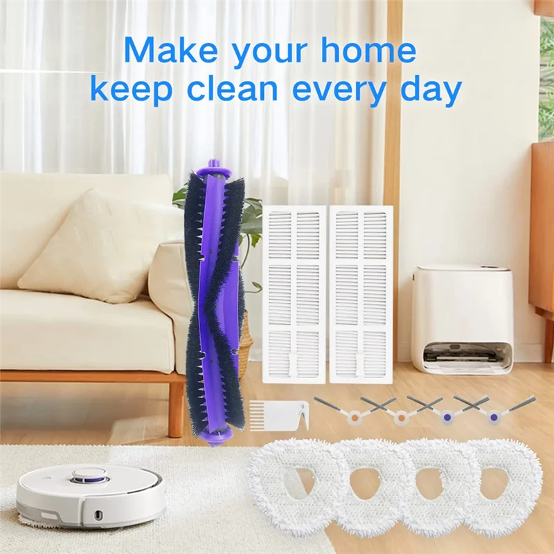 قطعة بديلة لملحقات المكنسة الكهربائية ، الفرشاة الرئيسية والجانبية ، فلتر HEPA ، متوافق مع Narwal Freo J3