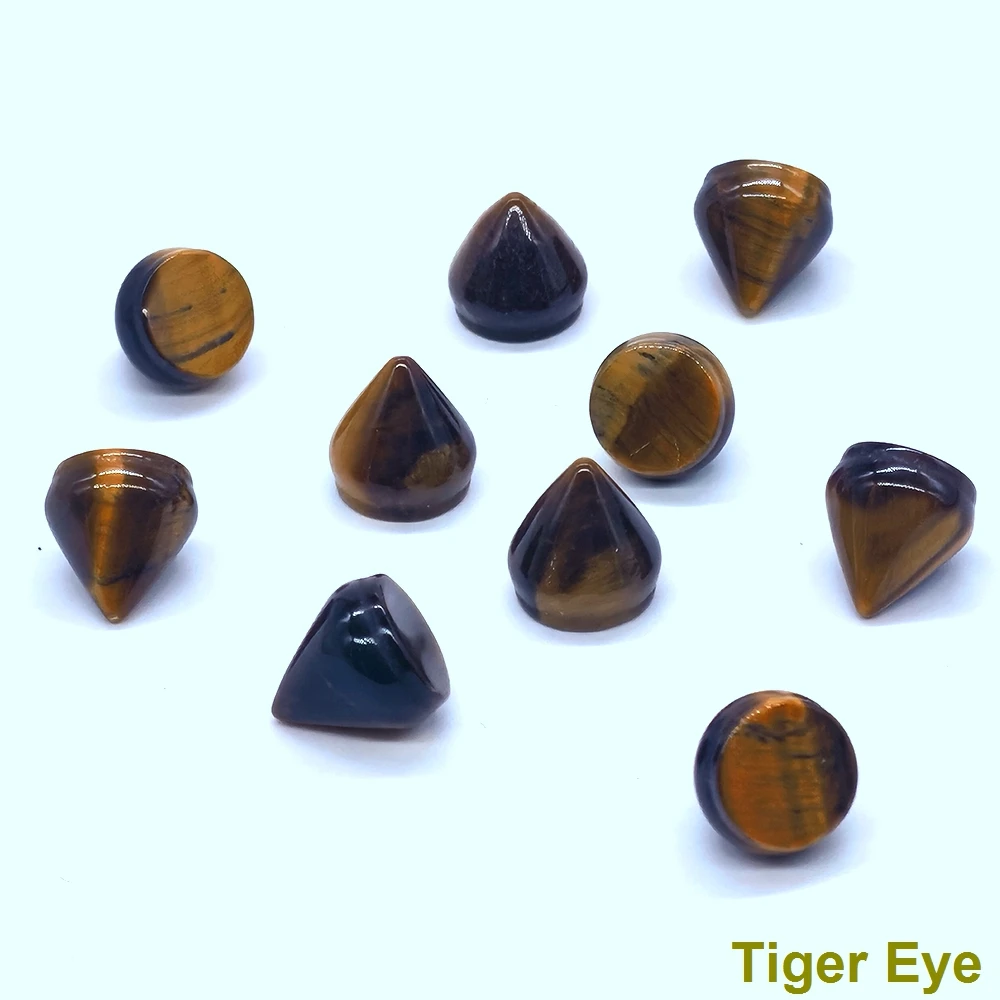 10*10mm pedra de cristal natural bala cone studs e picos para roupas diy artesanato saco sapato artesanato caso do telefone decoração acessórios