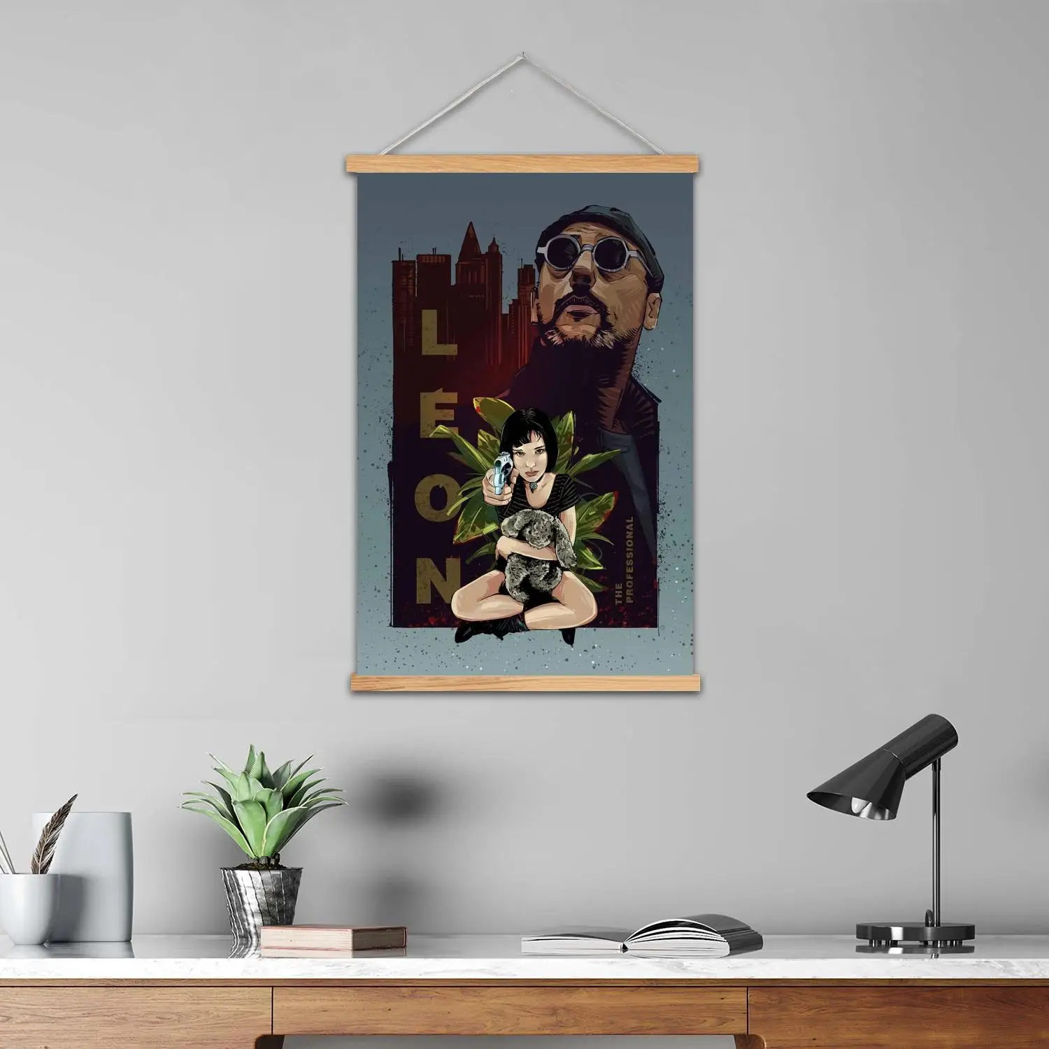 ليون المهنية الفيلم مؤطرة جدار اللوحة قماش ملصق فني، جدار الفن الحديث الأسرة ديكور غرفة نوم اللوحة الزخرفية #5