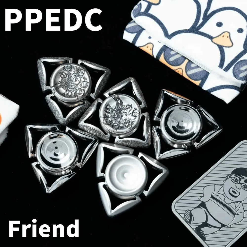 PPEDC Friend Fat Fidget Spinner Three-bladed Fidget Spinner 50mm Gyro Anti-stress Toys For Adults Stainless Steel Titanium