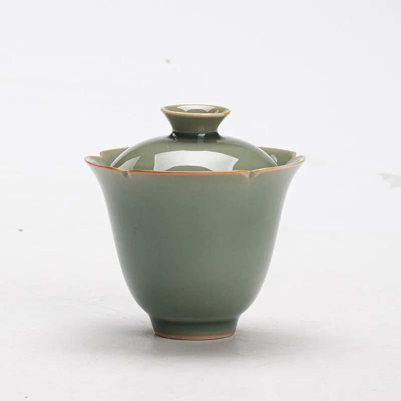 Yaozhou Mouth Covered Yue Kiln Celadon High Style Fragrance Gathering Bowl Flower Border Ceramic Tea Set Te