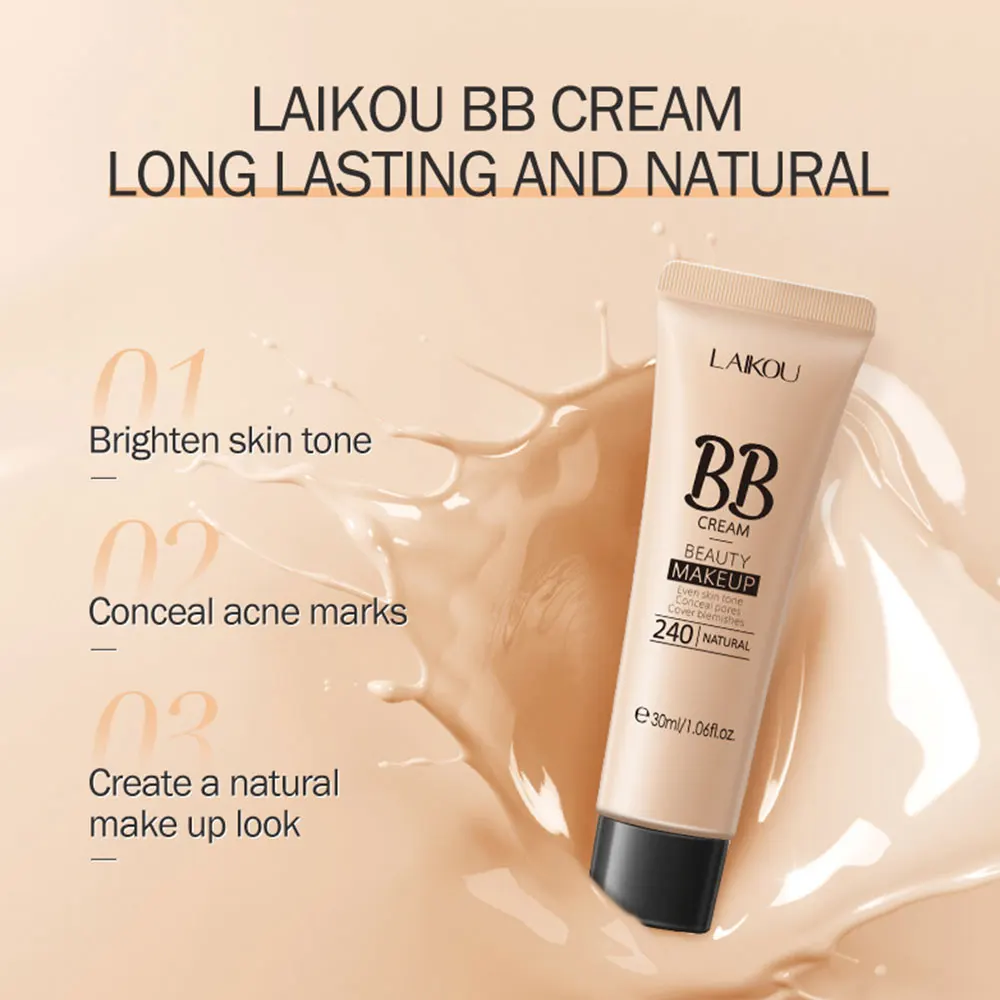 BB Cream Brighten Even Skin Tone Liquid Foundation Moisturizing Hydrating Concealer Cover Blemishes Concel Pores Makeup Base