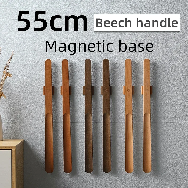 55CM manico lungo in legno calzascarpe magnetico calzascarpe lungo cucchiaio corno per scarpe indossare scarpe più facili