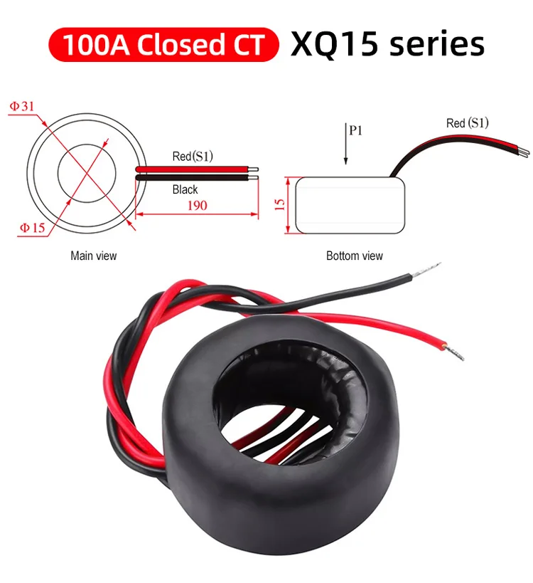 Hochstabiler geteilter Kernstromwandler, offener Typ, Spule CT, AC 32 A, 63 A, 100 A, 500 A, Klemmsensor – Detail 7