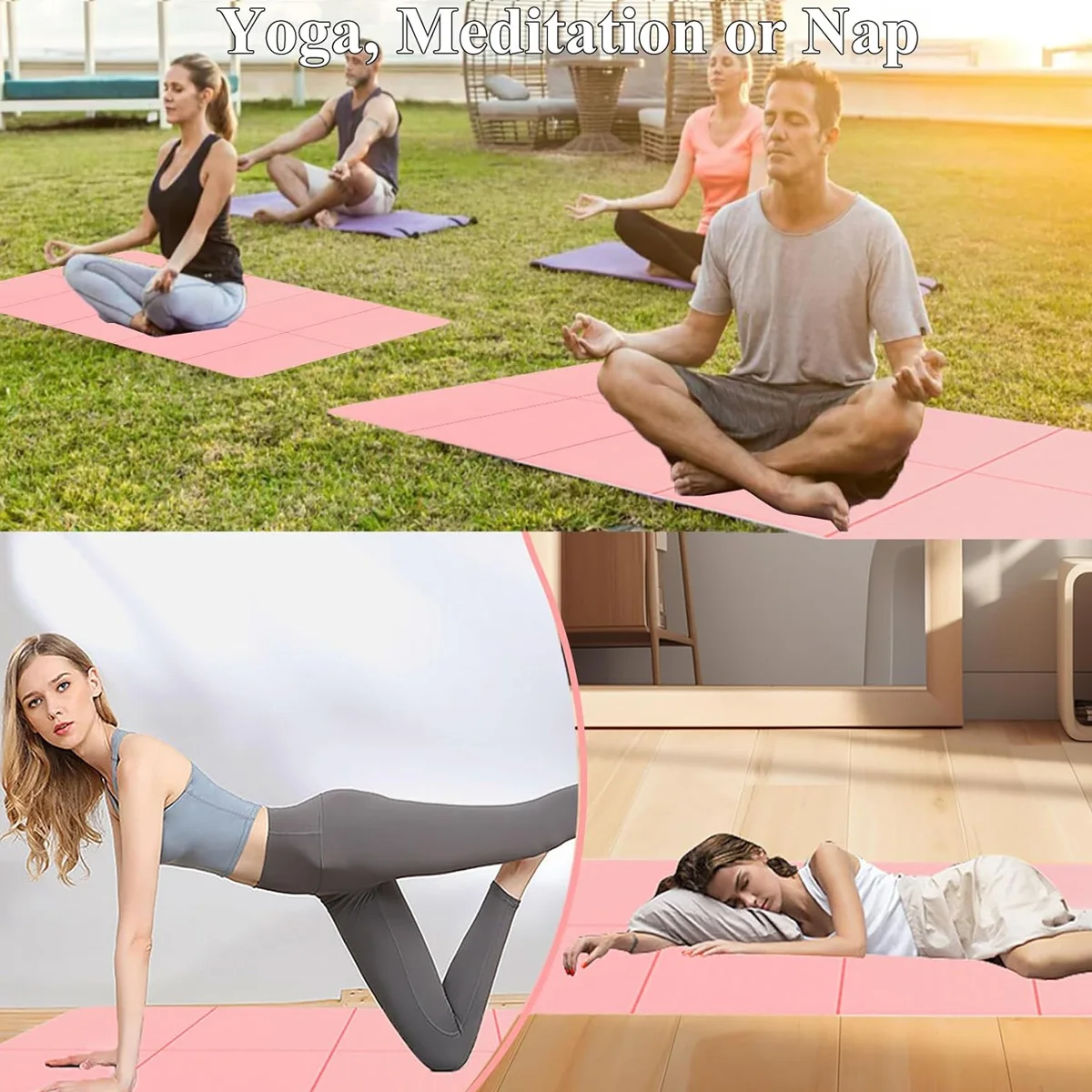 Foldable yoga mat Eco-friendly TPE foldable travel fitness mat double-sided non-slip Yoga Pilates workout delivery shopping bag