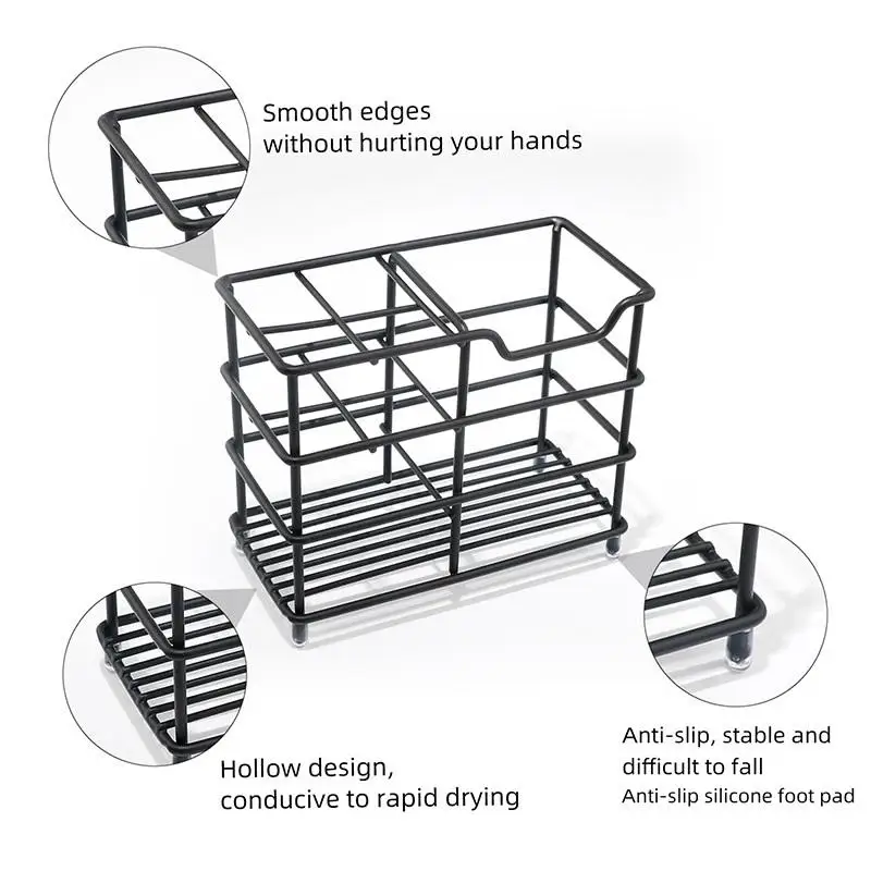 【HG】5-Slot Metal Toothbrush Holder - Space-Saving Freestanding Design, No Installation Required, Ideal For Bathrooms