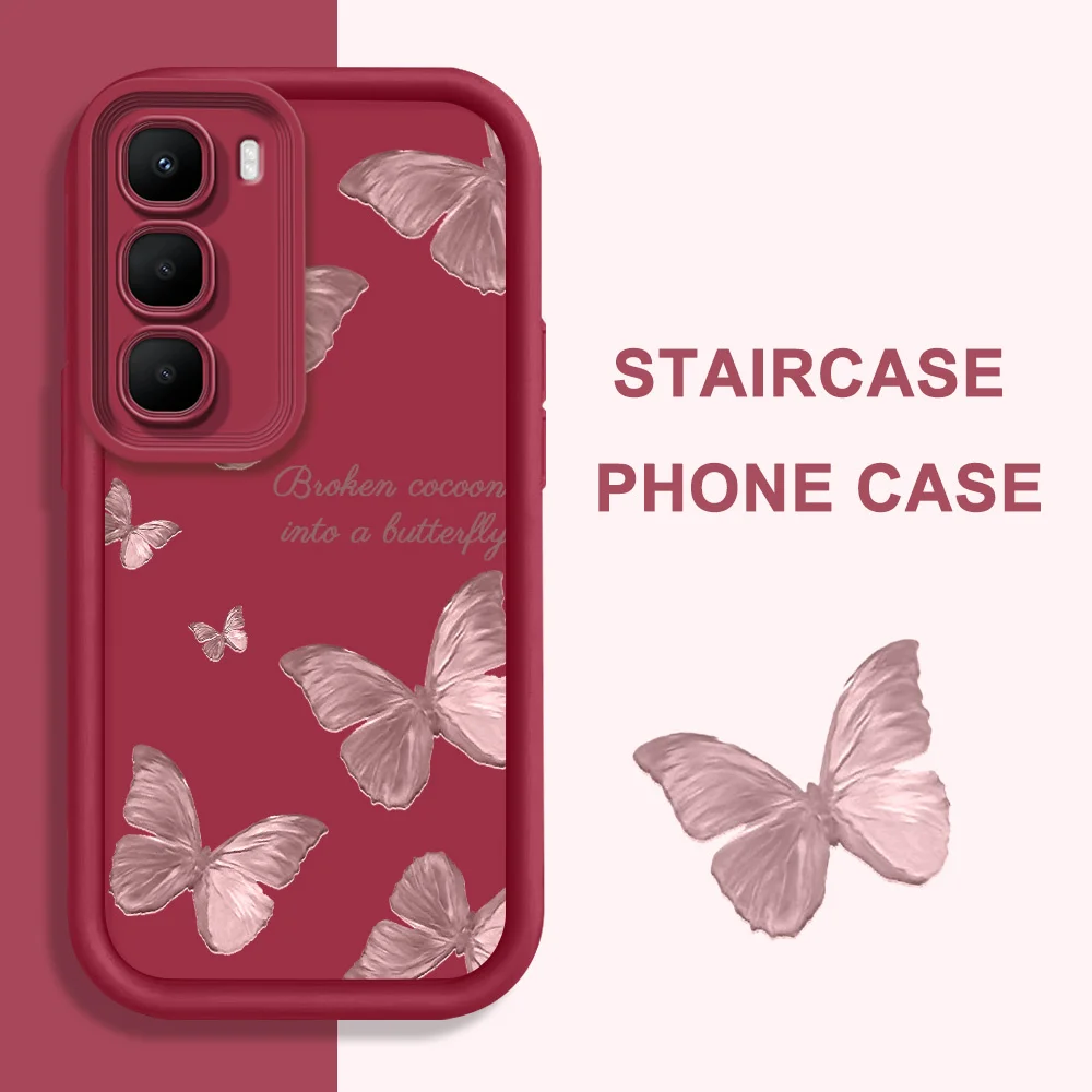 Red Butterfly Phone Case For Infinix Hot 70 60 60i 50i Note 50 Pro Plus Tecno Camon 40 30 20 4G 5G Staircase Soft Cover