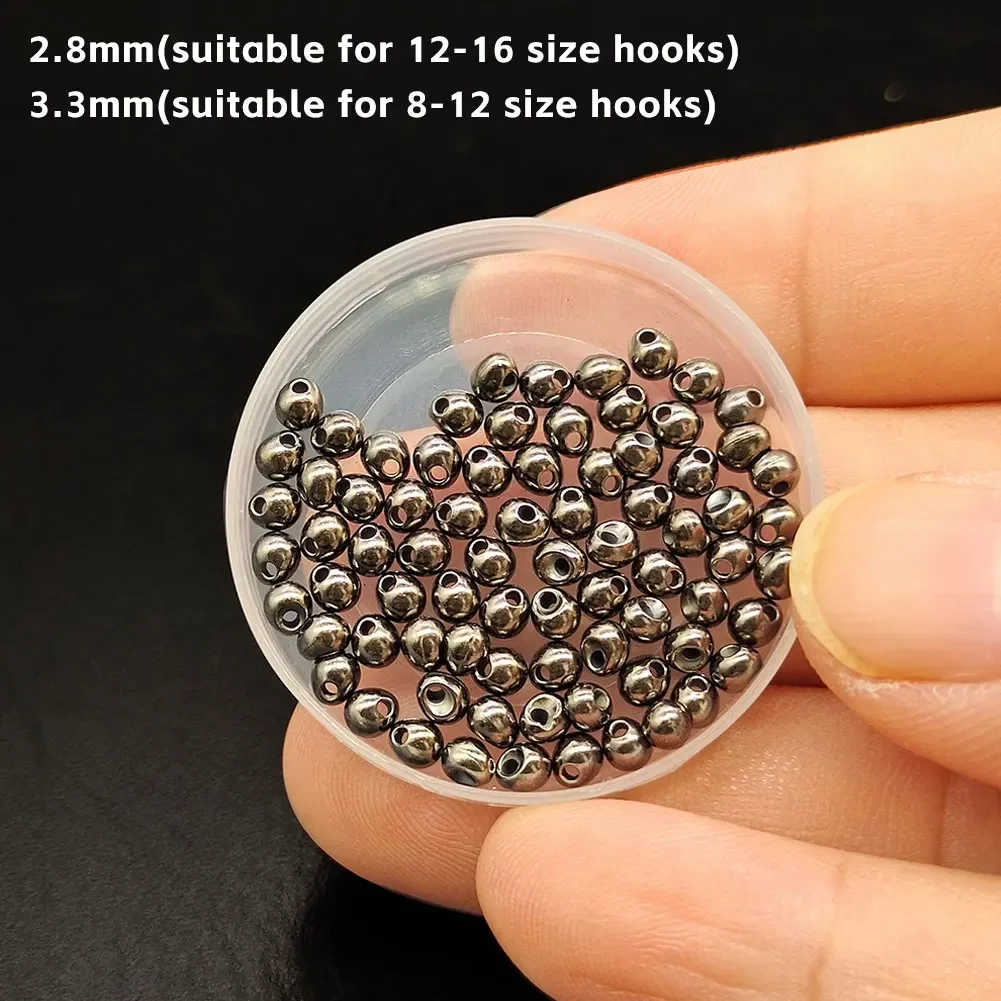10Pcs 2.8/3.3mm Slotted Tungsten Beads Fast Sinking Beadhead for Jig Nymph Lures Accessories Fly Tying Material