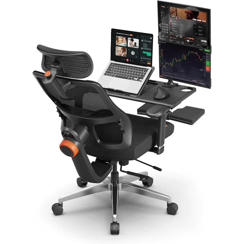 Office Chair Ergonomic with Footrest, Auto-Following Lumbar Support, High Back Desk Chair with 4D Armrest,136° Tilt Lock