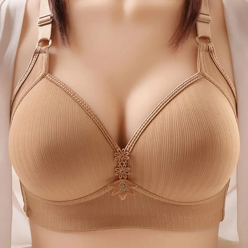 تنفس لينة أمي نمط لينة رقيقة كوب Bralette منتصف العمر المسنات النساء مريحة تجمع الثدي دعم حمالة الصدر