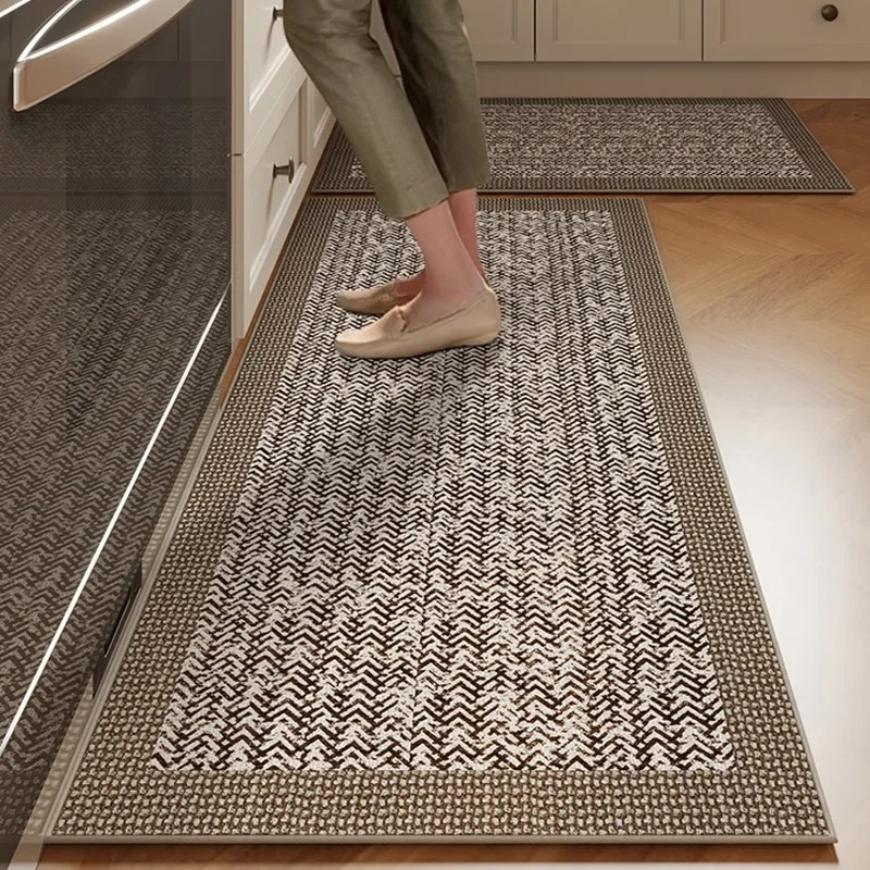 

Mat for Kitchen Runner Rug Set Water-absorbing Non-slip Floor Mats Long Carpet Brown Imitation Linen Home Decoration Rugs