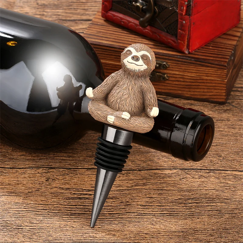 Lustiger Faultier-Weinflaschenverschluss, Dekorativer Tiermotiv-Weinflaschenstopper, Wiederverwendbares Küchen- und Bar-Accessoire, Hochzeits- und Partyzubehör, Geschenk für Weinliebhaber – Detail 5
