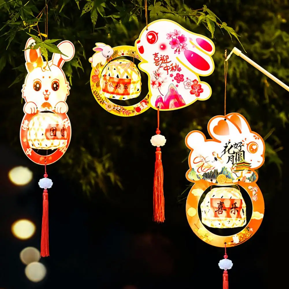 

Chinese Lantern DIY Kit Bag LED Lights Portable Rabbit Design Mid-Autumn Festival Lantern New Year Holiday Decoration