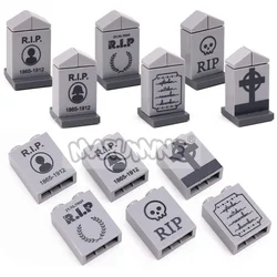 Marumine MOC Halloween Building Blocks DIY Printing Tombstone Graveyard Bricks Model Kit Accessorie Parts Compatible with 3245