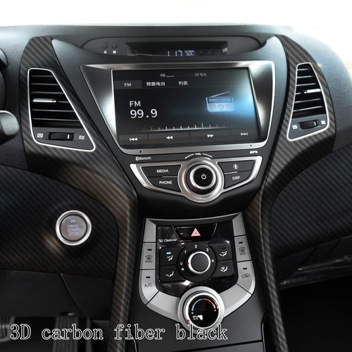 Fibra de carbono para Hyundai Elantra 2012-2016 película de coche pegatinas interiores consola central tablero de engranaje manija de puerta de aire Panel de elevación
