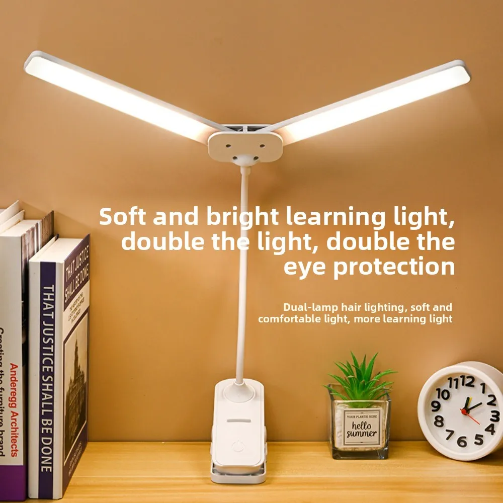 مصباح مكتبي LED قابل لإعادة الشحن عبر USB - ضوء قراءة للعناية بالعين للطلاب، مصباح دراسة صغير محمول لغرفة النوم/غرفة النوم