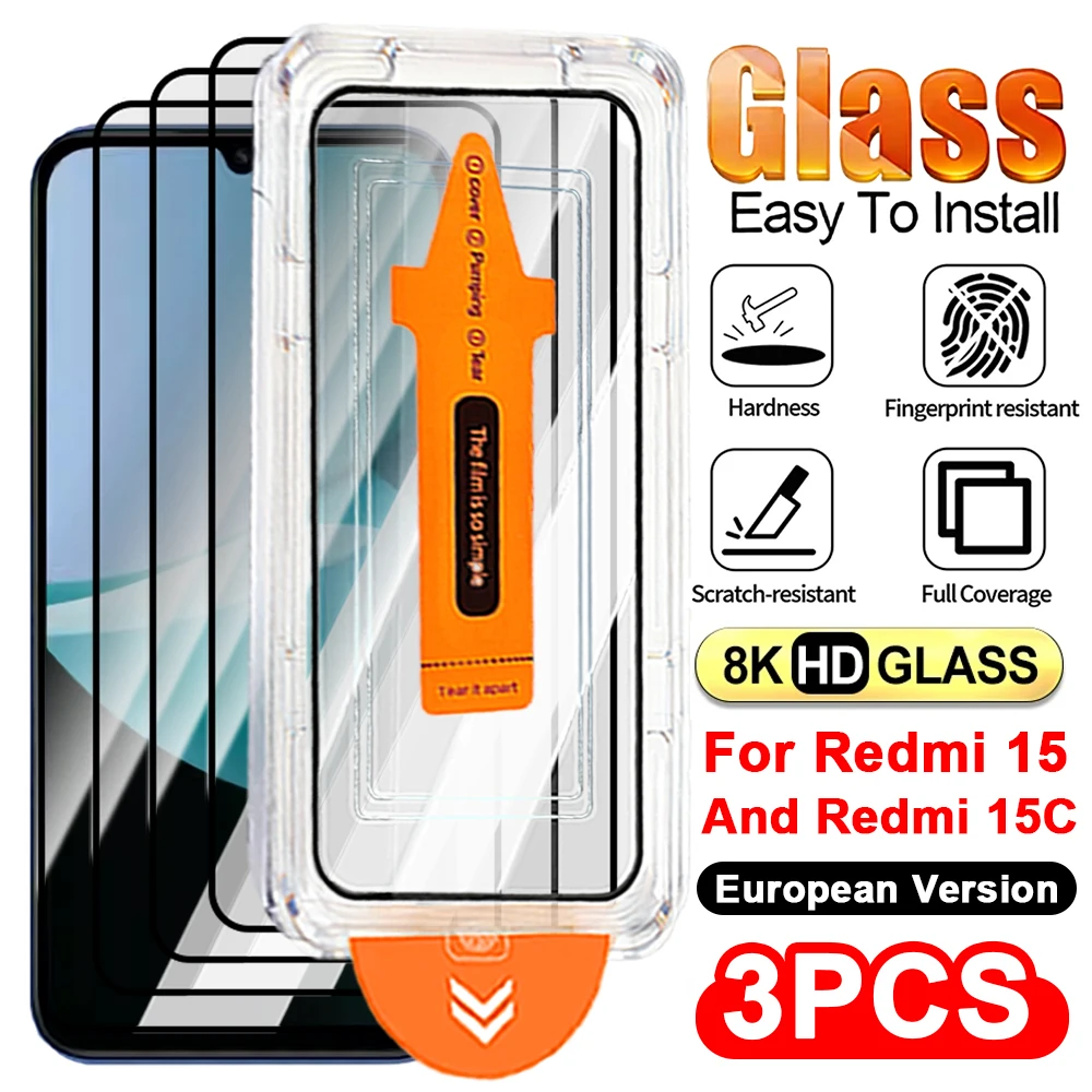 

1-3PCS HD Tempered Glass Film for Xiaomi Redmi 15C European Version Dust Free Easy Installation Anti-scratch Screen Protector