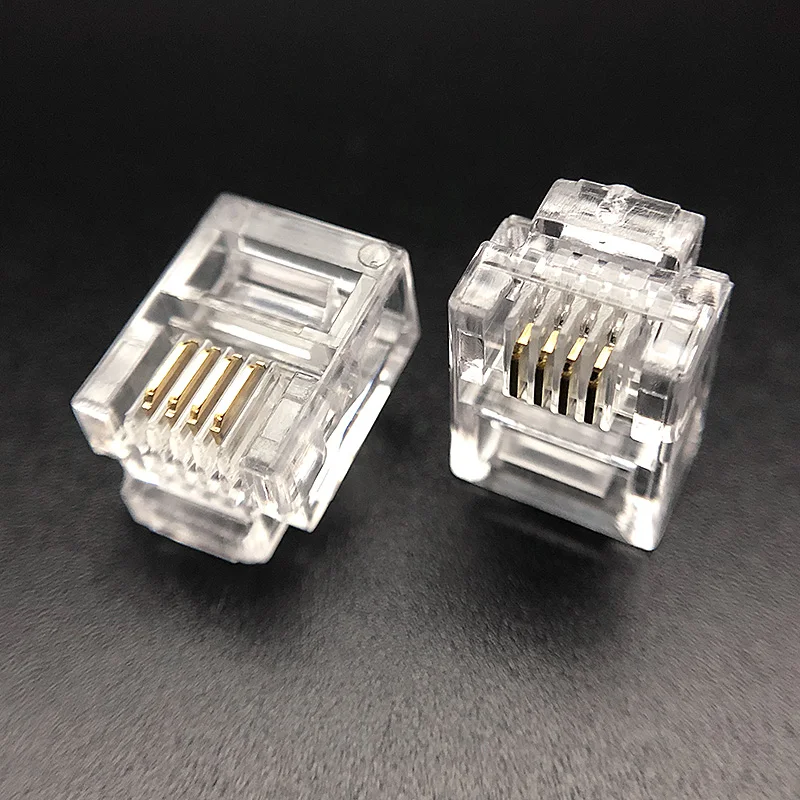 

20PCS RJ11 Connector 4Pin RJ9 6P4C Modular Plug Male For Telephone Cable