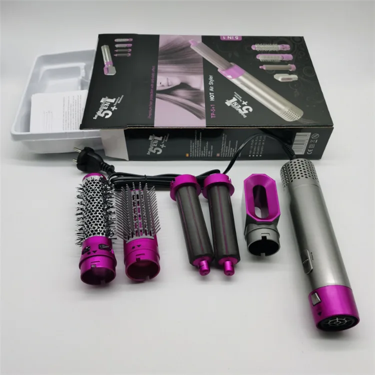 Hot Air Brush 5 in 1 เครื่องเป่าผมแปรงไอออนลบที่ถอดออกได้เครื่องเป่าผม Styler Air Culer Wand ผม Straightener แปรง Blow