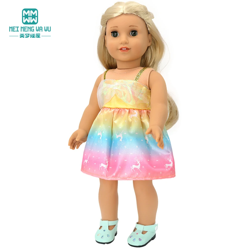 Doll Clothes for 43-45cm New Born American Doll Fashion T-Shirt Overalls Princess Gauze Skirt Gift for Girls
