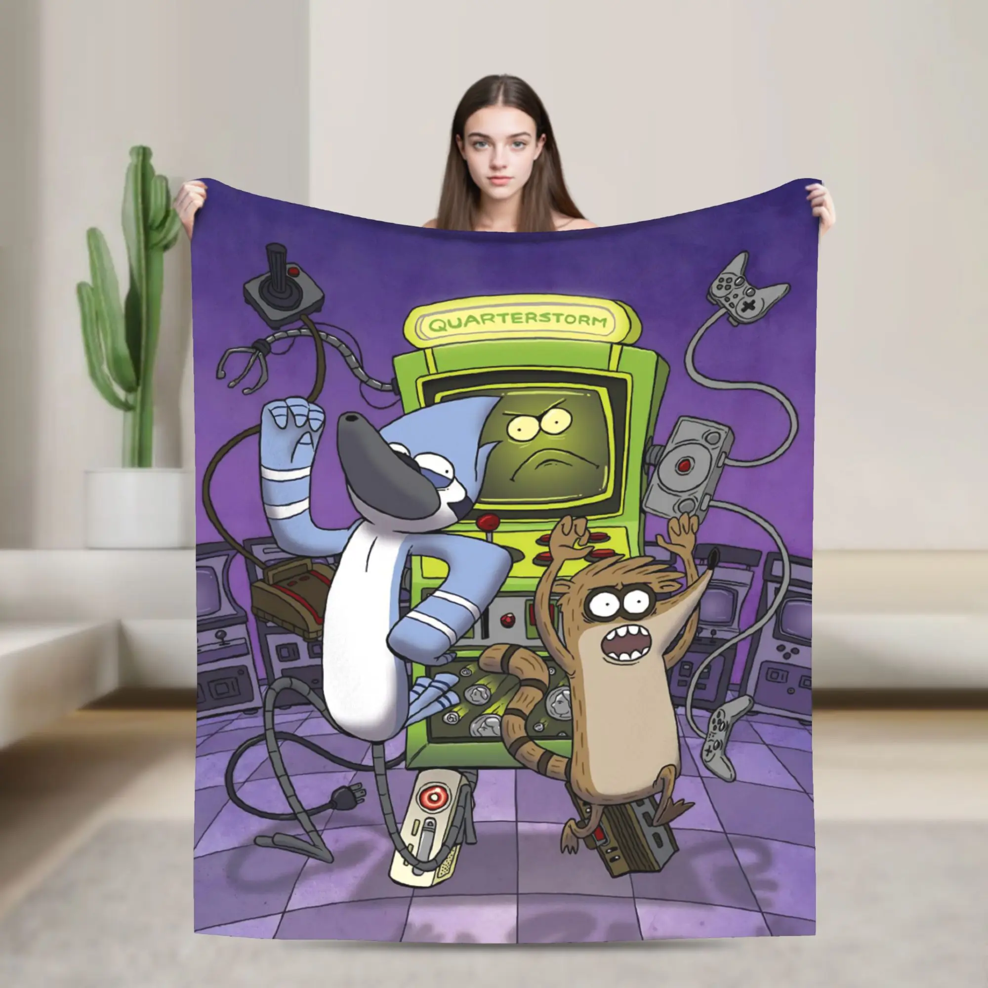 Super Soft Regulars Show Cartoon Character Throw Blanket Premium Flannel Fleece Lightweight  Bed Blanket Fuzzy Plush Blankets