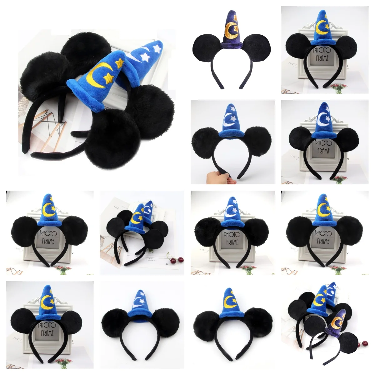 

Mickey Mouse Ear Headhand Cartoon Embroidery Magic Hat Headband Starmoon Cap Headband for Show MOE Santa Hat Girls Headwear