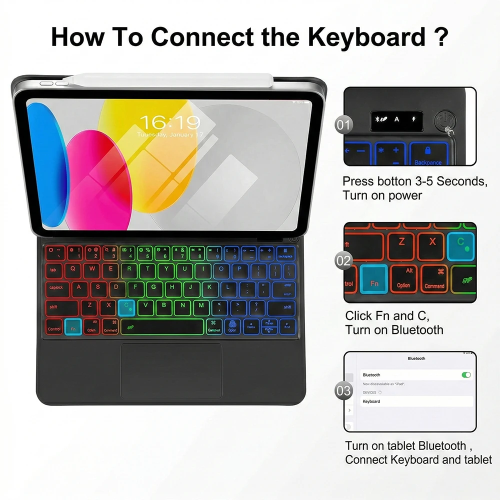 Magic Keyboard for iPad 11th Generation A16 2025 11"A3354 A3355 Keyboard Case for iPad 10th Gen 2022 10.9" A2696 A2757 Cover view 5