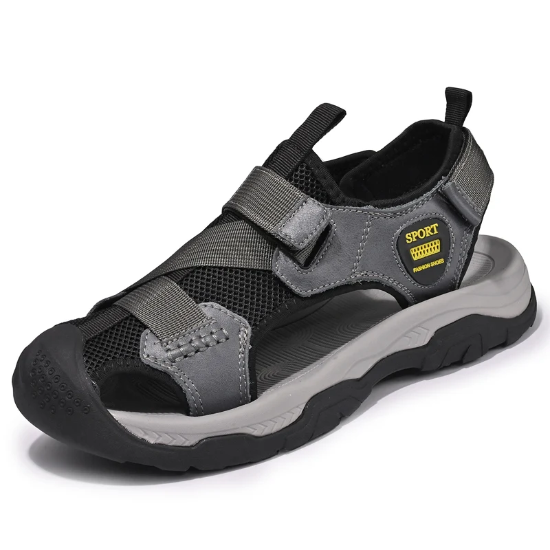 Men Outdoor Sandals Summer Breathable Flat Sole Beach Shoes Comfort Soft Walking Hiking Sandals Athletic Male Shoes