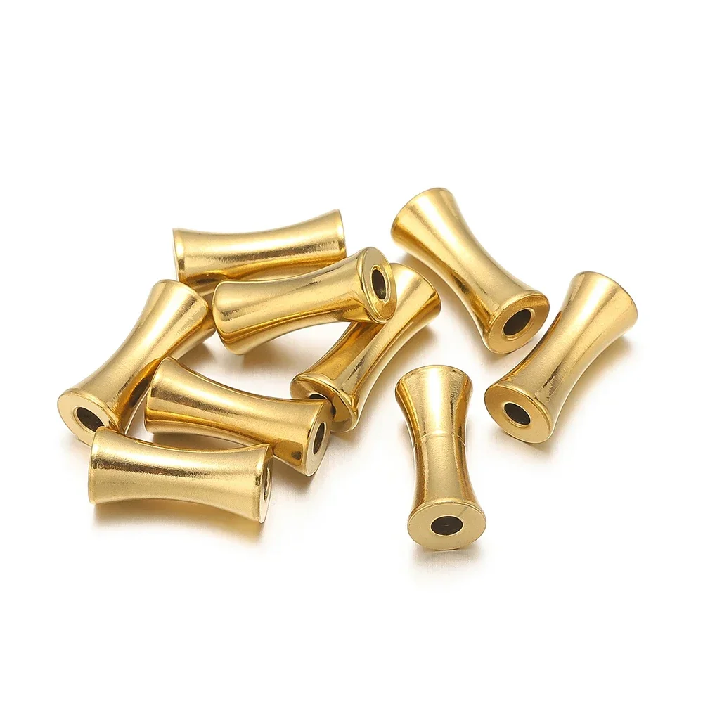10pcs Stainless Steel Gold Plated Barrel Drum Beads Tube Spacer Beads Charms for DIY Necklace Bracelet Findings Jewelry Making