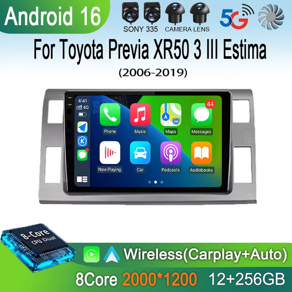 Car Radio For Toyota Previa XR50 3 III Estima 2006-2019 DSP Multimedia Player GPS Stereo Autoradio 2 Din Android 16 Stere