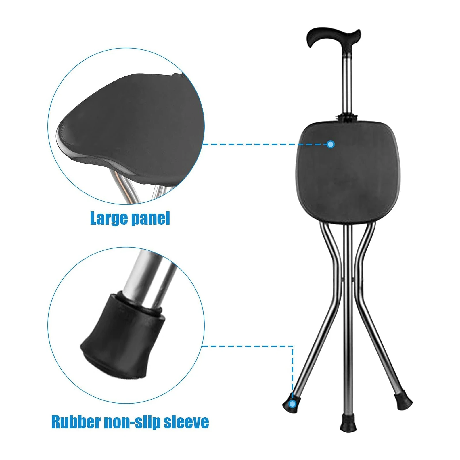 Switch Sticks Walking Stick, Walking Cane, Chair, And Folding Cane with Seat is 34 Inches