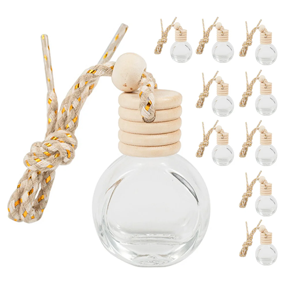 

10 Pcs Car Perfume Bottle Empty Bottles Hanging Fragrance Diffusers For Essential Oils Refillable Wood Pendants Accessories