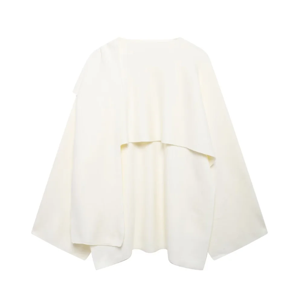 Winter New Women's Clothing Slim Fit Simple Lazy Style Scarf Cape style Round Neck Long Sleeve Short Knitted Coat Coat