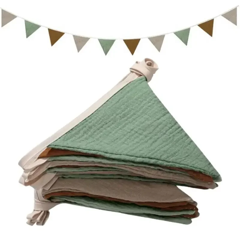 Pennant Banner Flags Nursery Bunting Banner Flags Washable Cotton Fabric Triangle Pennant Garlands for Living Room and Bedroom view 2