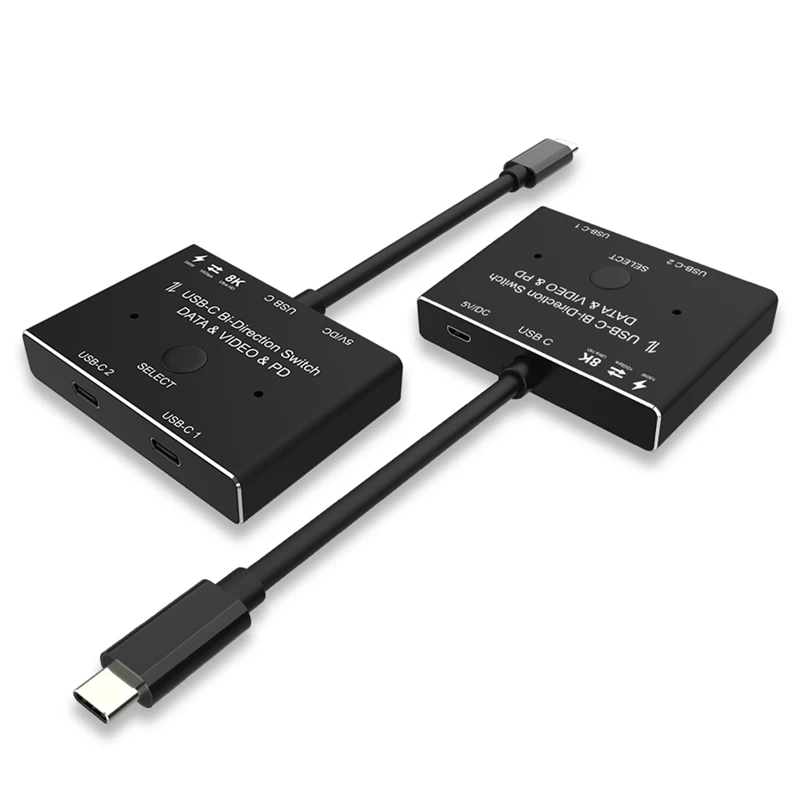 شاشة تبديل ذات اتجاهين للكمبيوتر الشخصي ، هاتف محمول ، جهاز تقسيم الفيديو ، USB ، KVM ، USB C ، 8K @ 30Hz ، PD W ، 1x2x1