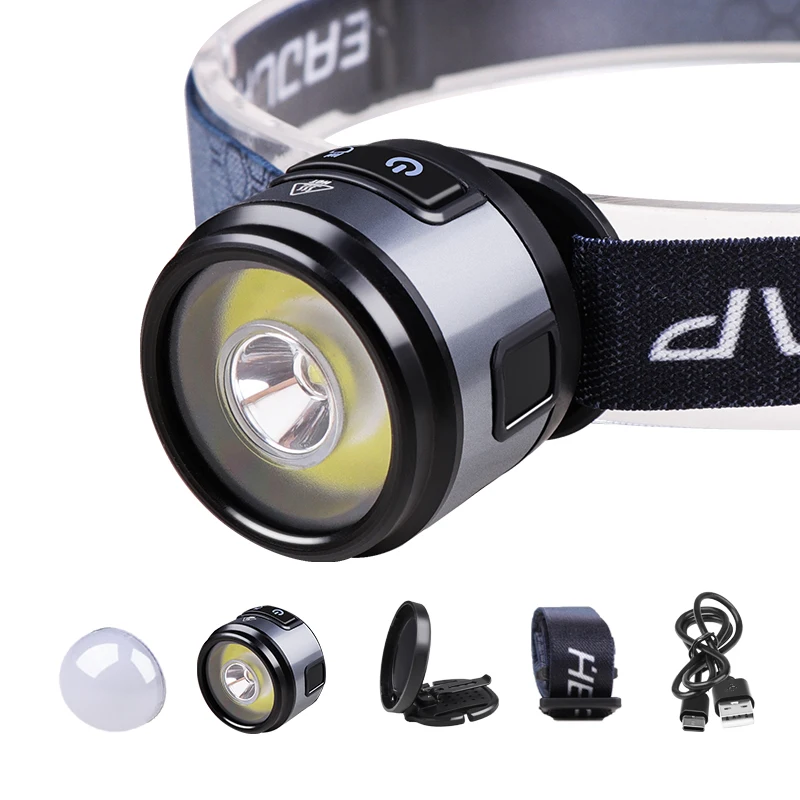 XPG+COB multifunctionele koplamp met magnetische haak, hoedcliplamp, campinglicht, werklamp, zaklamp met hoge intensiteit