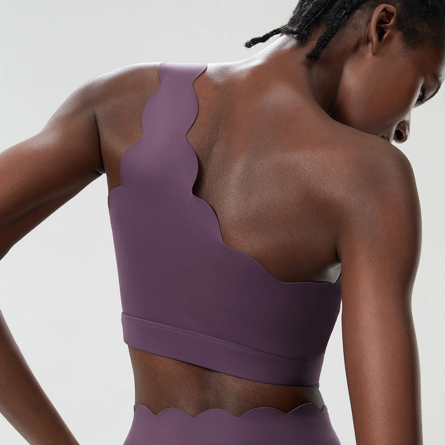 واحد الكتف زبداني لينة اللياقة البدنية اليوغا الصدرية المرأة رياضة المحاصيل الأعلى مثير الظهر ملابس داخلية رياضية الإناث تجريب الجري الملابس #2