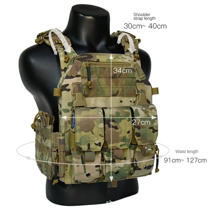 Quick Release 6094K Tactical Vest 1000D nylon fabric with triple magazine bag Large size 094K combat suit