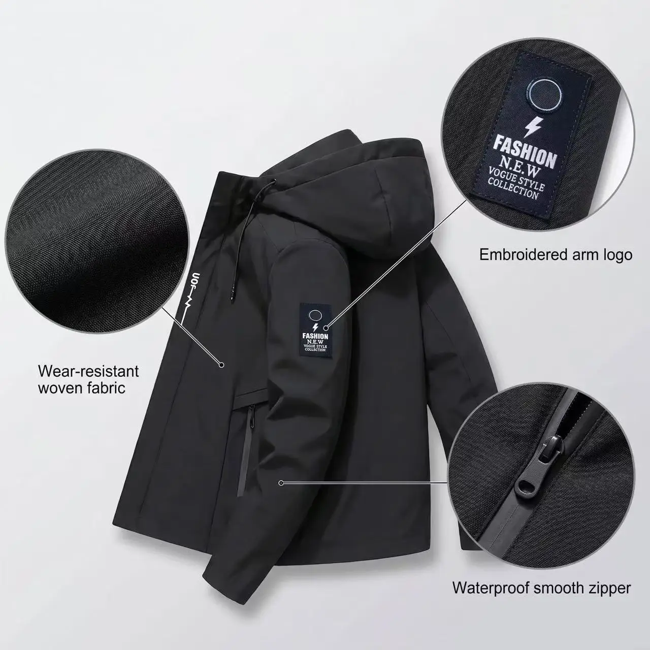 High quality brand mens new training windproof racing hooded jacket autumn daily street walking zipper letter printed design top