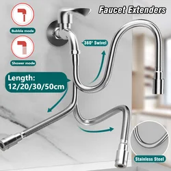 Stainless Steel Universal Faucet Extender 360° Rotating Kitchen Anti-Splash Head Nozzle Aerator Bendable Sink Extension Hose