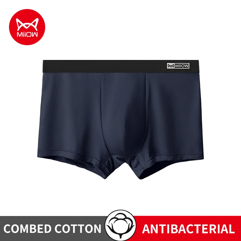 

MiiOW 3Pcs Cotton Men Underwear 7A Antibacterial Crotch Men's Panties Breathable Man Underpants Solid Comfortable Mens Boxers