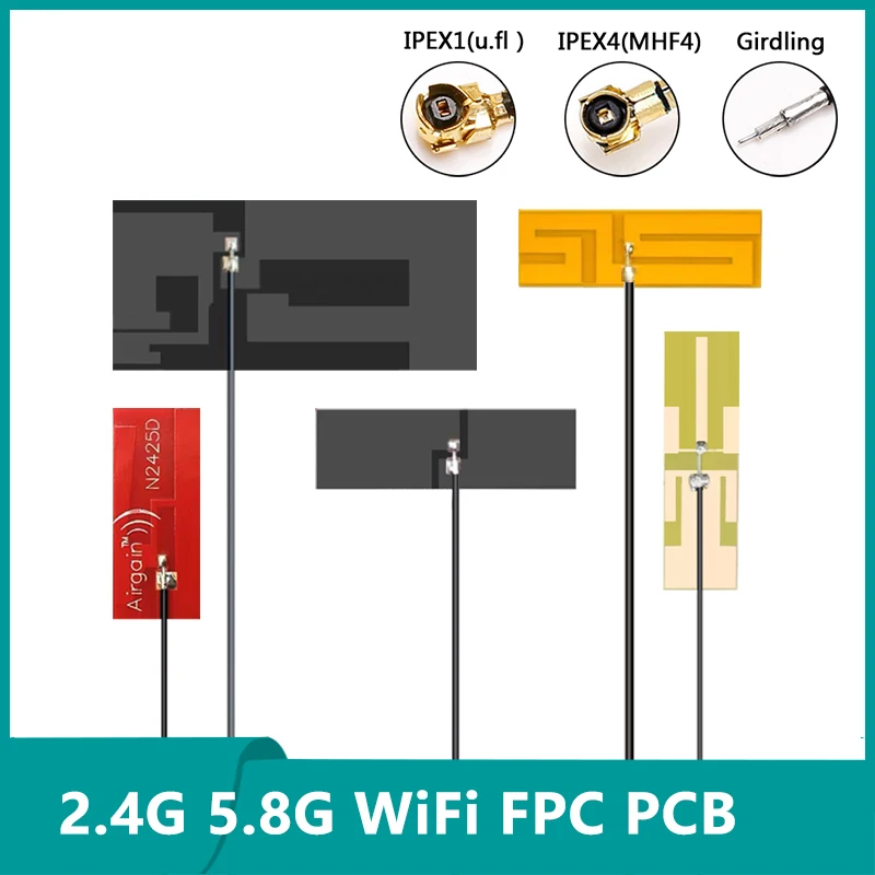 

10PCS Internal 2.4G 5G 5.8G Dual Band FPC PCB 8DBI Aerial Embedded Adhesive Built-in Antenna WiFi Network Router Signal Boost