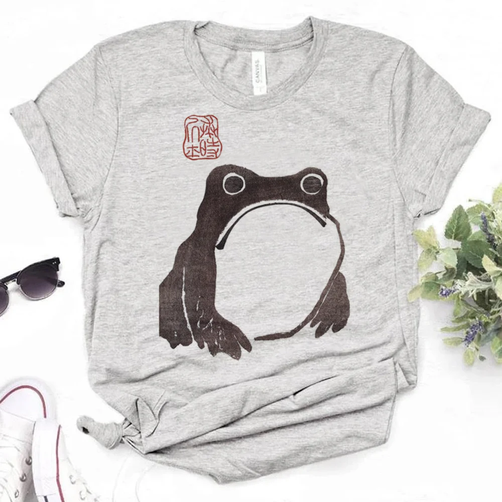 Grumpy Frog top women funny Japanese comic t-shirts female y2k clothing