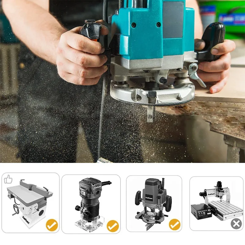 1/2" Shank Insert Carbide Pattern Flush Trim Router Bit Replacement Cutters, Top Bearing Template Milling Cutter Router Bit